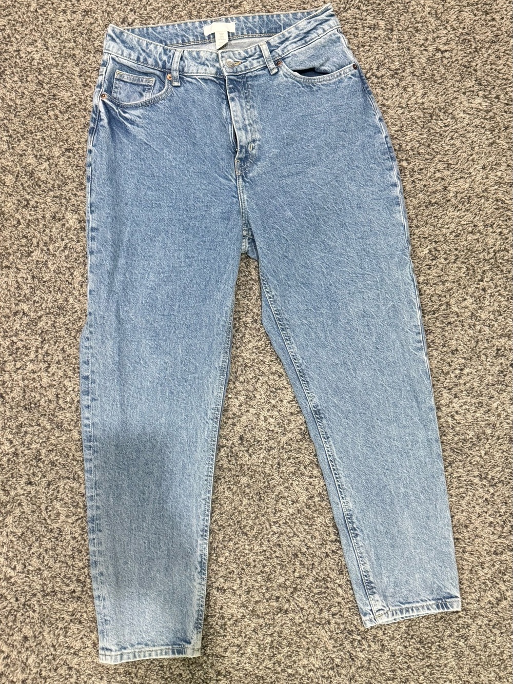 H&M High Rise Mom Jeans Light Wash Size 10